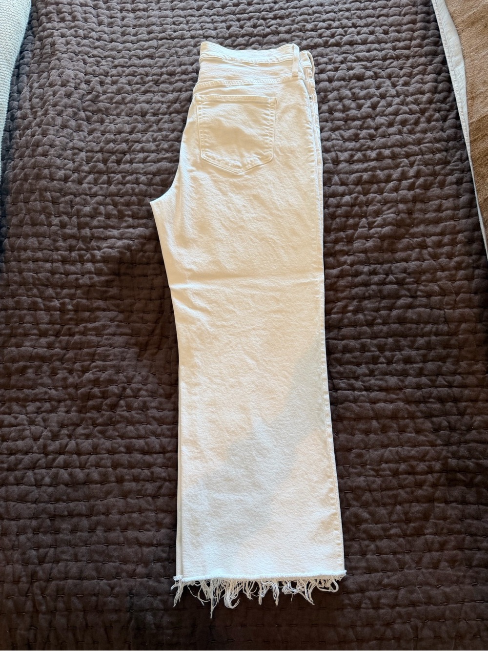 JCrew Women’s White Frayed Hem Jeans - wide leg